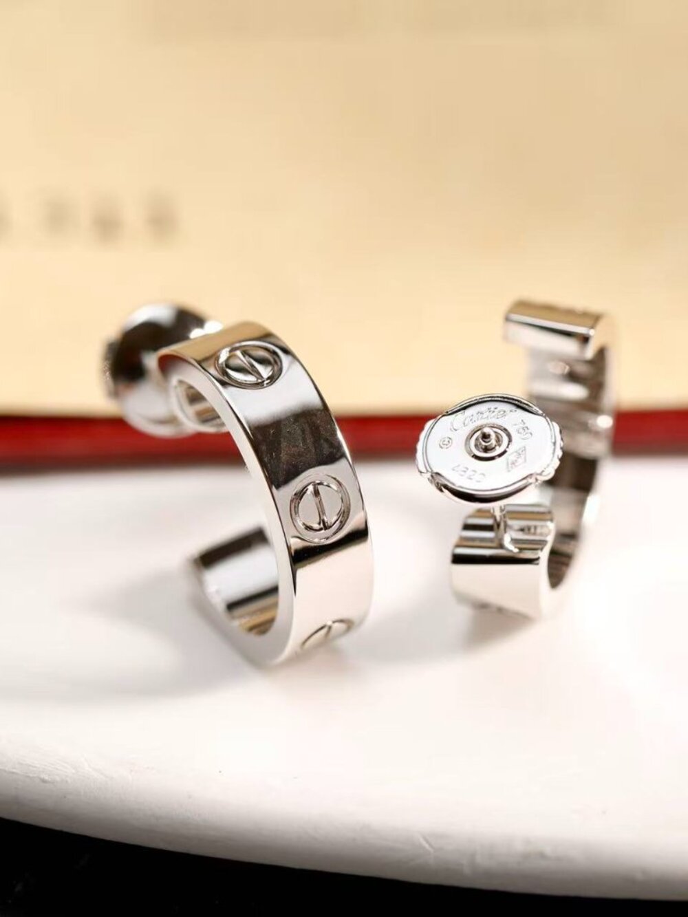 Authentic Cartier Silver Tone Love Hoop Earrings
